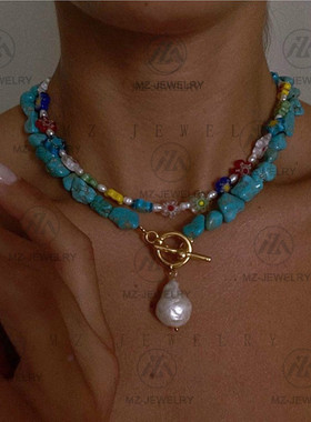 绿松石mayol希腊设计师珍珠项链