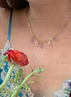 欧美ettoi夏天小花花女love金色