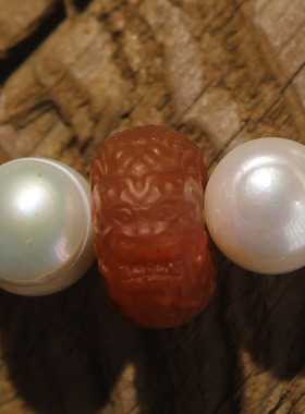 原创藏式复古天然青金石珍珠手链