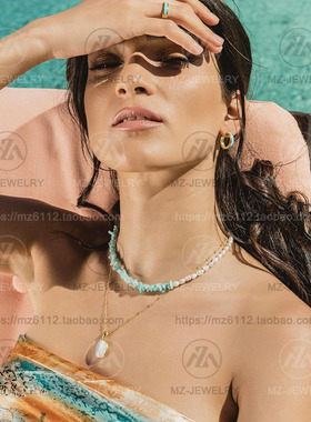 俄罗斯设计师天然水晶珍珠项链