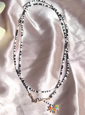 美国小众斑马纹流苏长款时尚项链