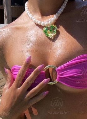 mayol新淡水珍珠大爱心花卉项链