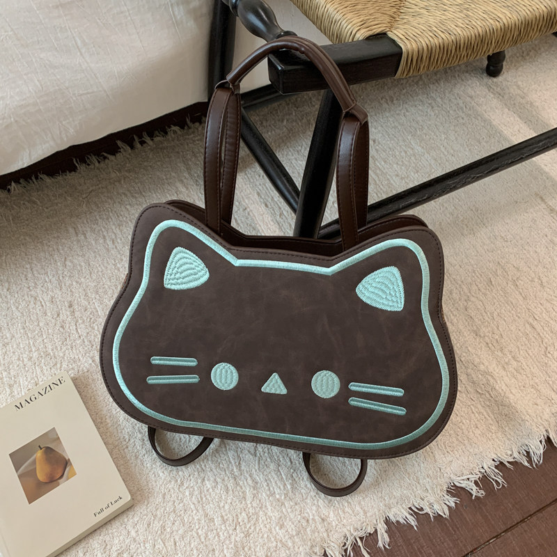 网红可爱猫咪书包女2025新款复古百搭多功能双肩包大容量巧克力猫,淘宝优惠券,粉丝福利购,淘宝优惠卷