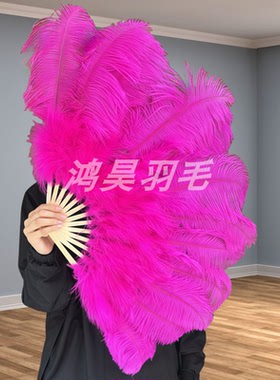 包邮40cm半径中号鸵鸟羽毛扇子肚皮舞蹈酒吧表演道具羽毛绒大扇子