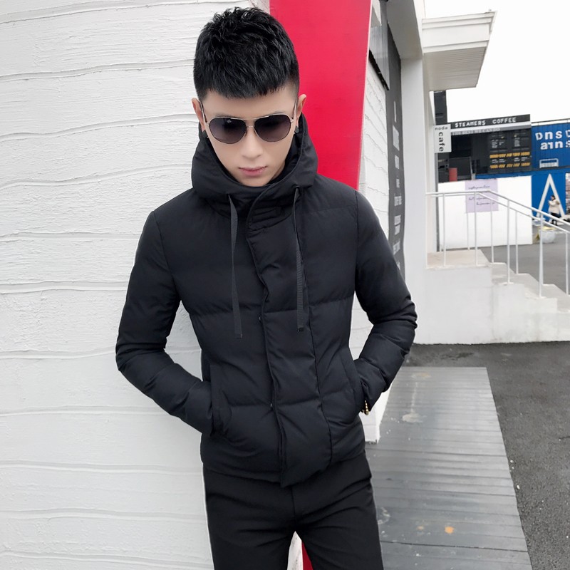 冬季棉服男士潮流短款棉袄精神小伙连帽外套潮男帅气修身保暖棉衣 - 图2