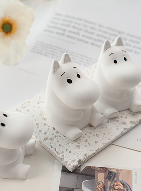 石膏款卡通姆明迷你河马摆件道具