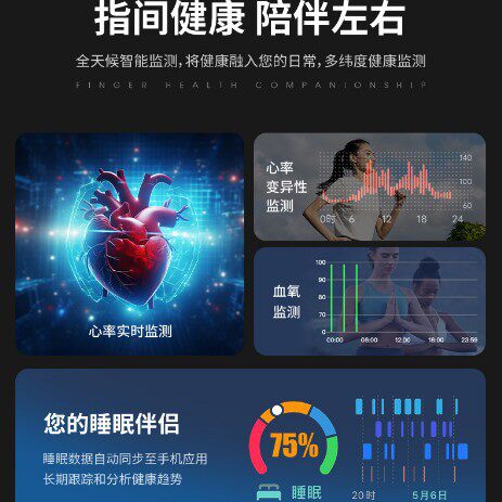 AliExpress European and American stainless steel inlaid gold foil ring blood oxygen heart rate exercise pedometer sleep smart ring