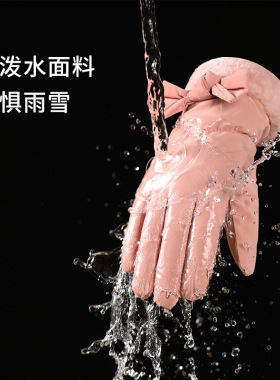 冬季御寒加绒加厚保暖女士手套