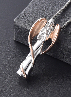 不掉色钛钢玫瑰金骨灰盒防水吊坠