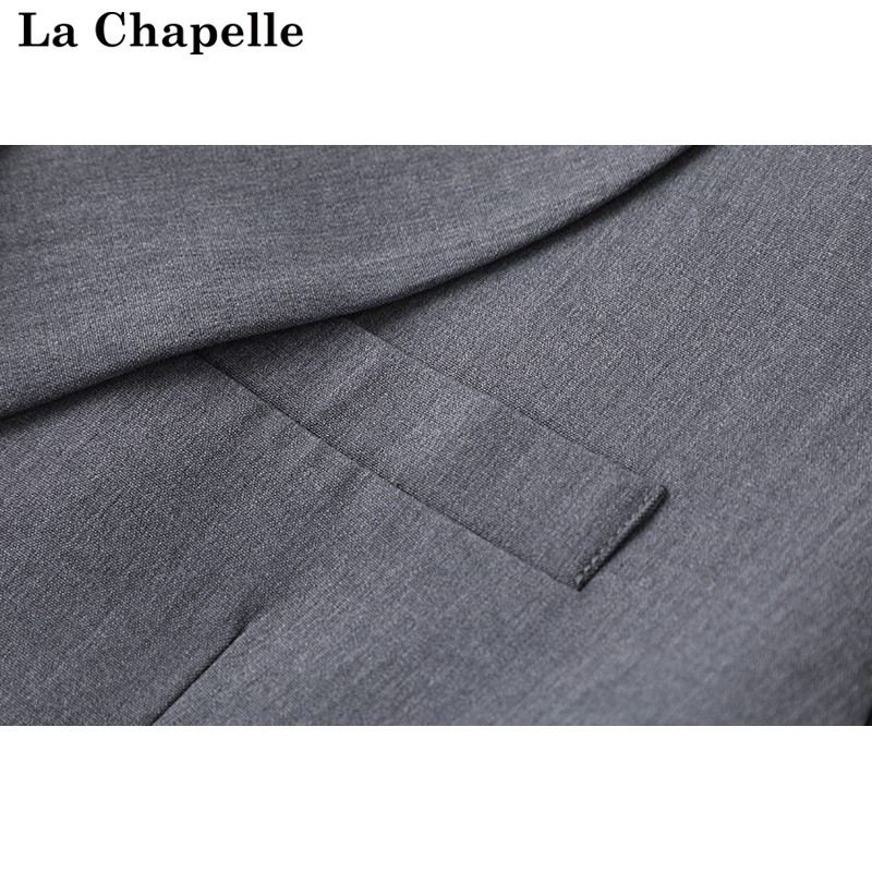拉夏贝尔/La Chapelle春季2024新款学院风小西装外套女灰色小个子