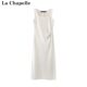 La Chapelle/La Chapelle ພາກຮຽນ spring ຮູບແບບໃຫມ່ໃສ່ພາຍໃນ pleated ແອວ slim ເຫມາະ layered U-neck vest skirt