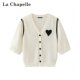 La Chapelle / La Chapelle ລະດູໃບໄມ້ປົ່ງແລະລະດູຮ້ອນຂອງເກົາຫຼີ knitted ສອງສິ້ນຊຸດທີ່ມີຄວາມຮັກ embroidery skirted ແອວສູງແຂນສັ້ນ