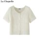 La Chapelle/La Chapelle ລະດູຮ້ອນອອກແບບຄໍຄໍລູກໄມ້ແບບແຂນສັ້ນຮູຂຸມຂົນຖັກແສ່ວບາງໆ