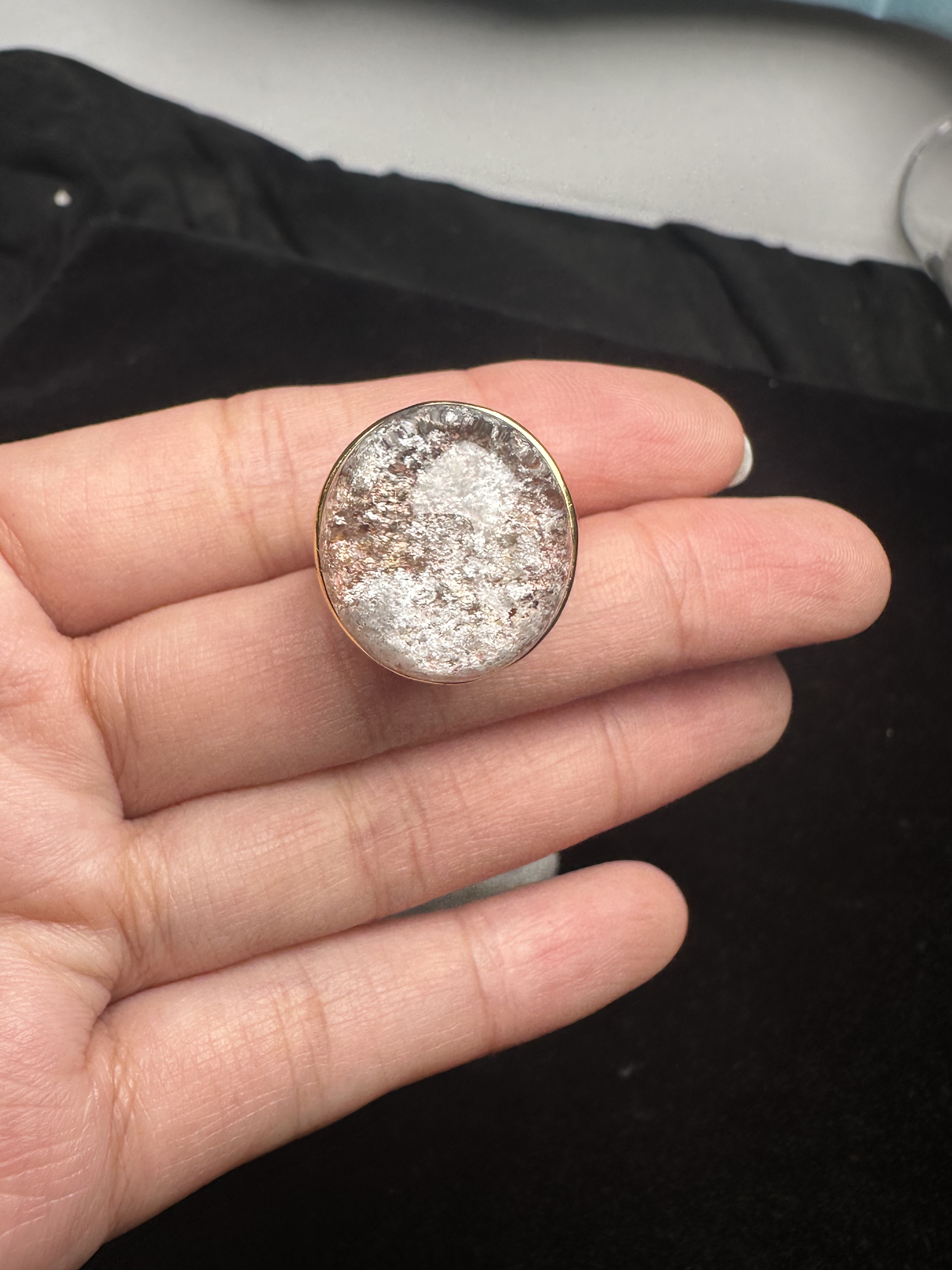 Pure natural ghost ring, 925 silver inlaid with live mouth, stone size 17*19mm, weight 9.8 grams, fidelity