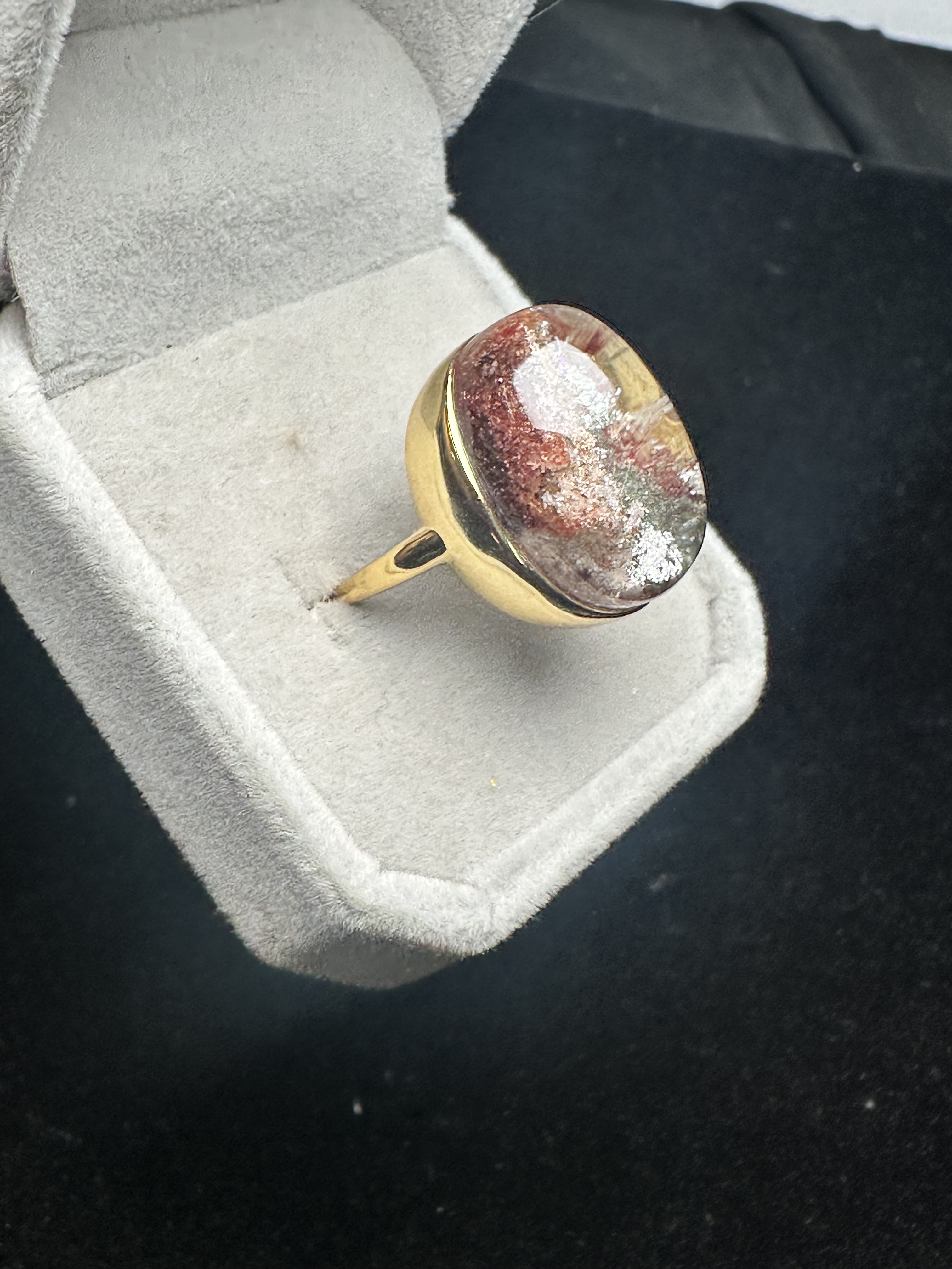 Pure natural ghost ring, 925 silver inlaid with live mouth, stone size 17*21mm, weight 8.6 grams, fidelity