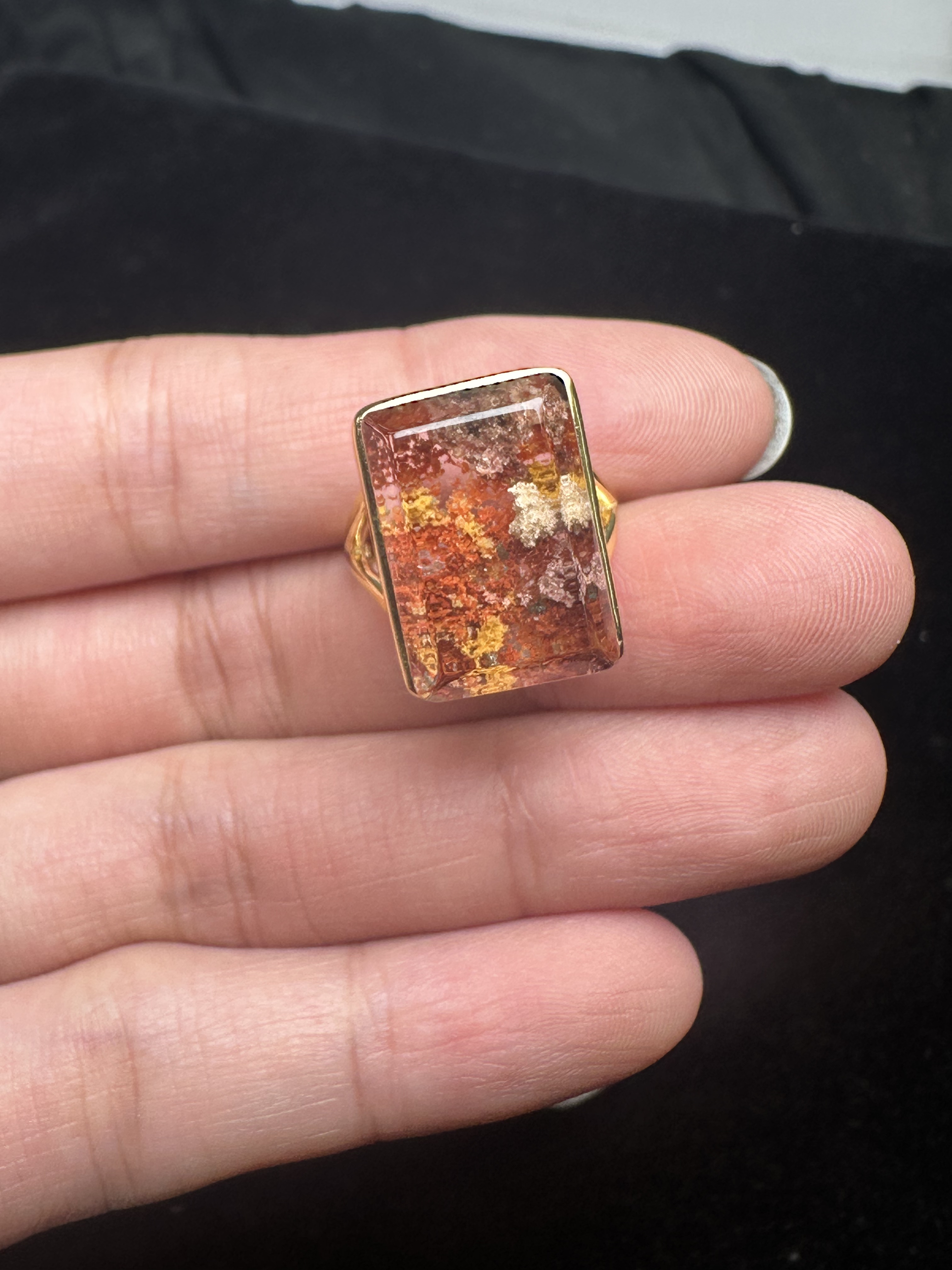 Pure natural ghost ring, 925 silver inlaid with live mouth, stone size 17*12mm, weight 7.4 grams, fidelity