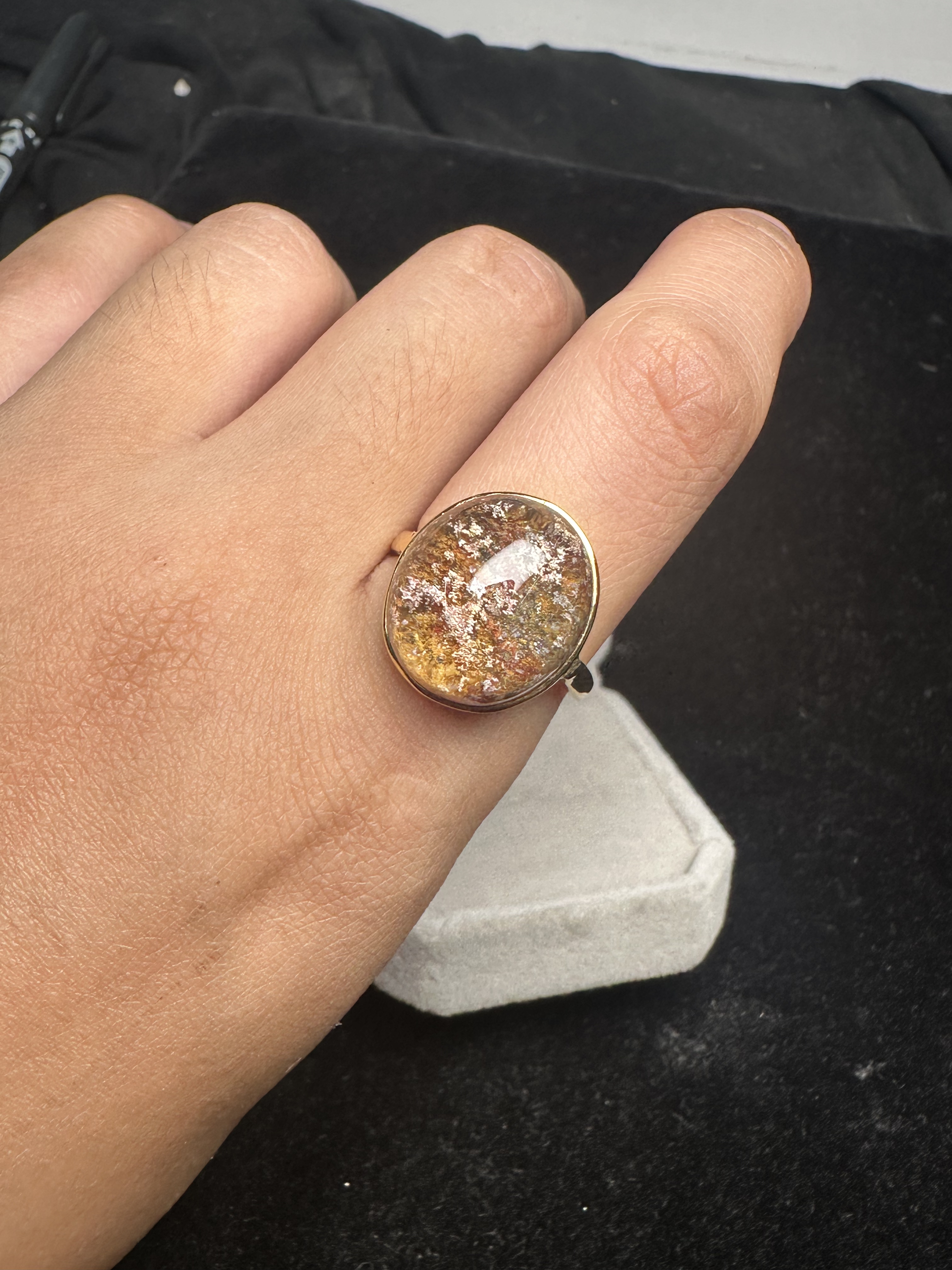 Pure natural ghost ring, 925 silver inlaid with live mouth, stone size 14*16mm, weight 6.6 grams, fidelity