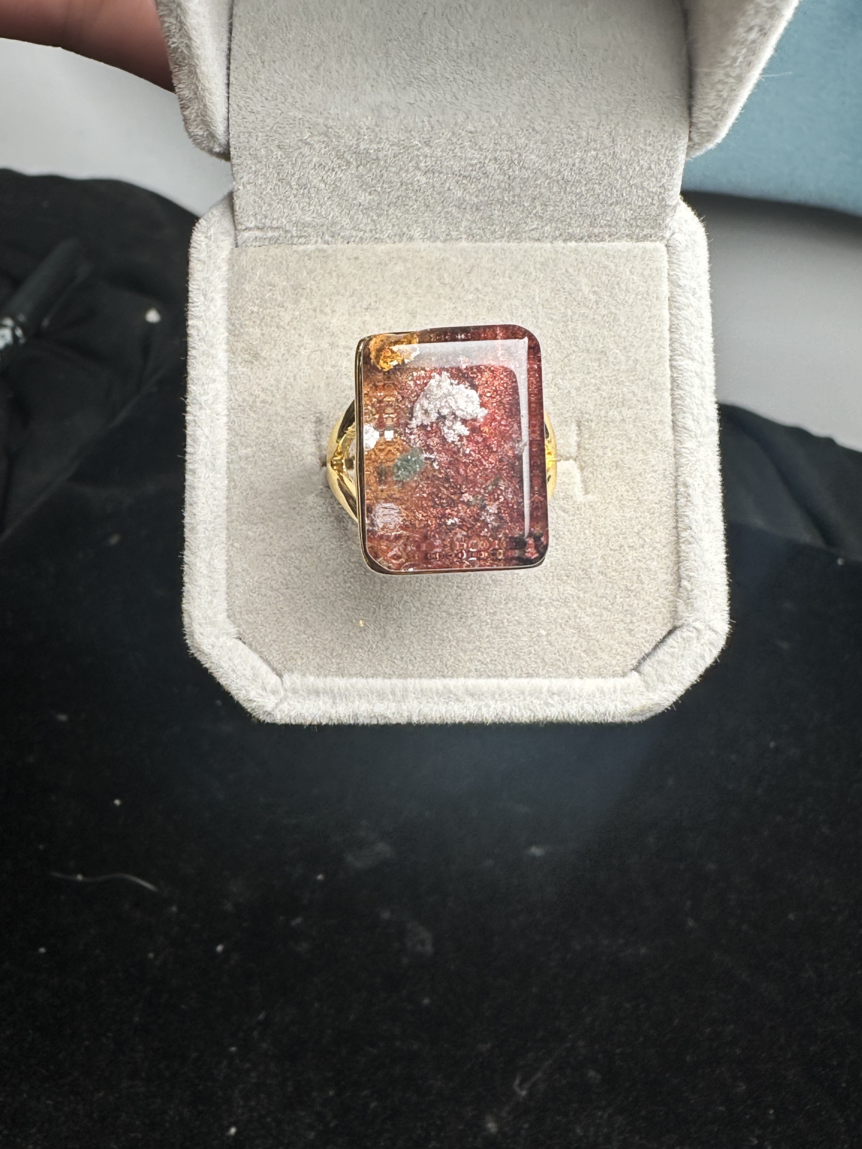 Pure natural ghost ring, 925 silver inlaid with live mouth, stone size 16*19mm, weight 10.1 grams, fidelity