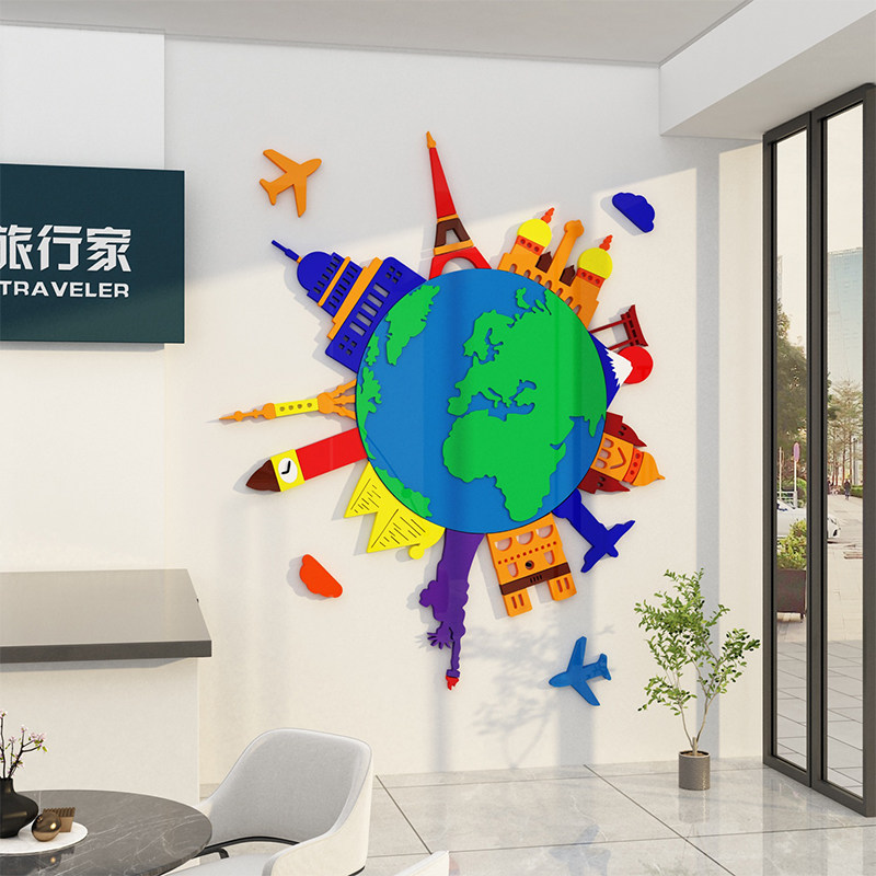 旅行社门店墙面装饰旅游公司前台背景形象文化墙民宿房间布置挂画,淘宝优惠券,粉丝福利购,淘宝优惠卷