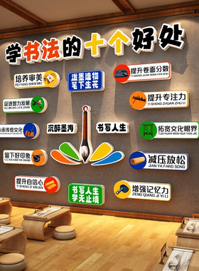 书法教室布置装饰硬笔培训机构班级墙面环创氛围文化背景贴纸挂画