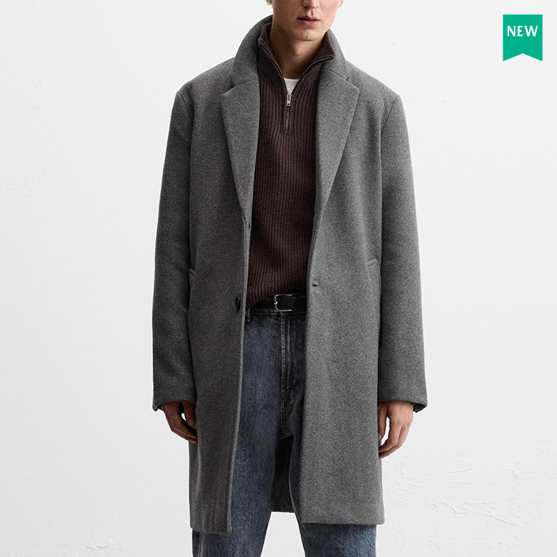 柜799！秋冬新款男装羊毛混纺翻领长袖大衣外套中长款风衣5070290,淘宝优惠券,粉丝福利购,淘宝优惠卷
