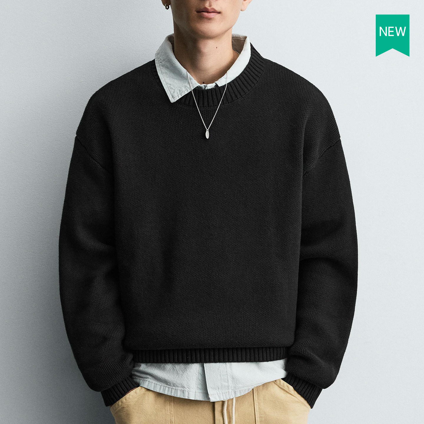 柜329！秋冬新款男装混纺宽松圆领毛衣针织套头打底衫3920325 717,淘宝优惠券,粉丝福利购,淘宝优惠卷