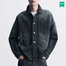 Джинсовая рубашка 柜429！春季新品男装boxy fit棉质牛仔衬衫男简约水洗衬衣2328400