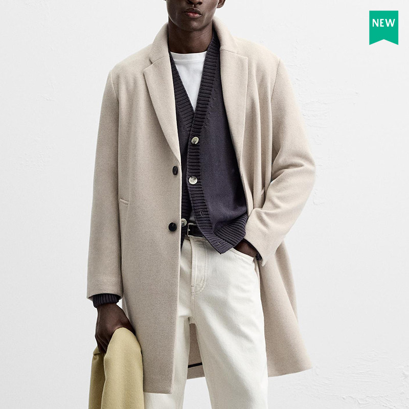 柜799！秋冬新款男装羊毛混纺翻领长袖大衣外套中长款风衣5070290,淘宝优惠券,粉丝福利购,淘宝优惠卷