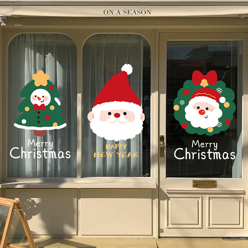 圣诞装饰品窗贴氛围场景布置贴纸玻璃贴膜圣诞老人创意静电门窗贴 - 图3