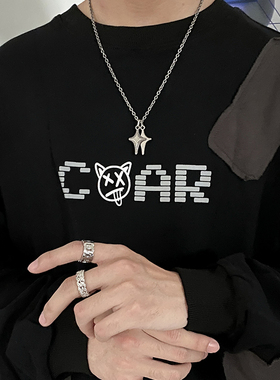 卡门个性复古钛钢吊坠项链ins