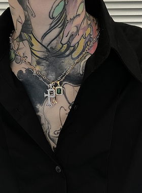 钛钢十字架竹节拼接项链锁骨链