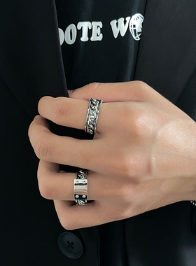 卡门男钛钢潮嘻哈高街食指戒指