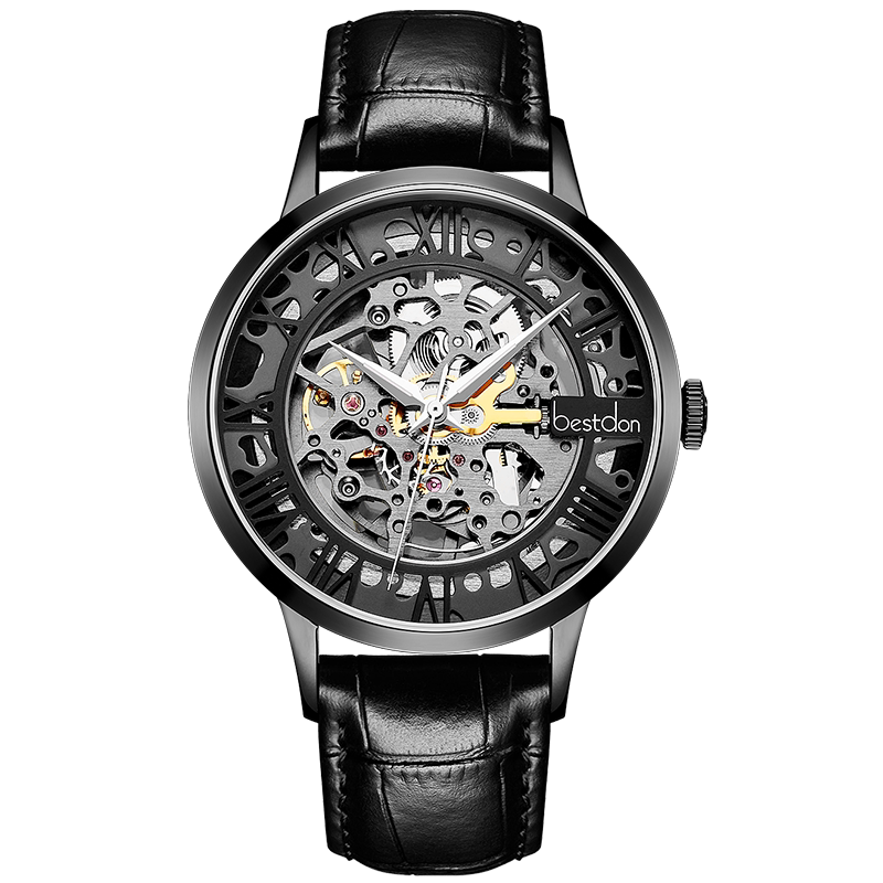 邦顿男士全自动超薄镂空科技机械表 邦顿手表国产腕表