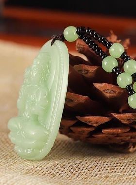 和田玉十二生肖八大守护神玉佩文殊虚空藏菩萨本命佛玉石吊坠项链