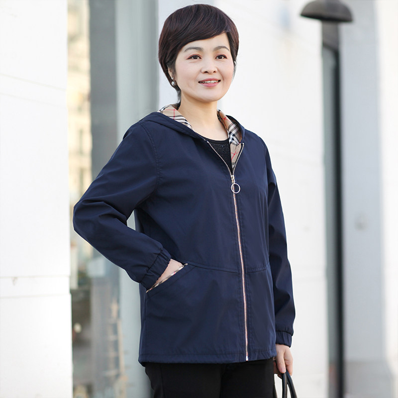中老年女装妈妈春秋老年人夹克衫 爱伊百领中老年女装