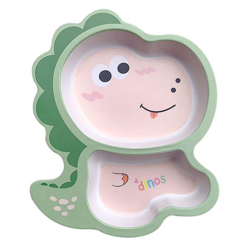 可爱小恐龙儿童餐具套装家用宝宝吃饭卡通分格餐盘婴儿辅食碗防烫