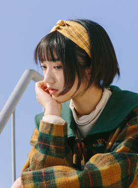 本守造原创棉麻古着感黄色发带