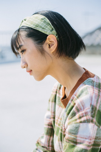 本守造原创手工棉麻交叉发带森女日系古着感绿色AX - 图2