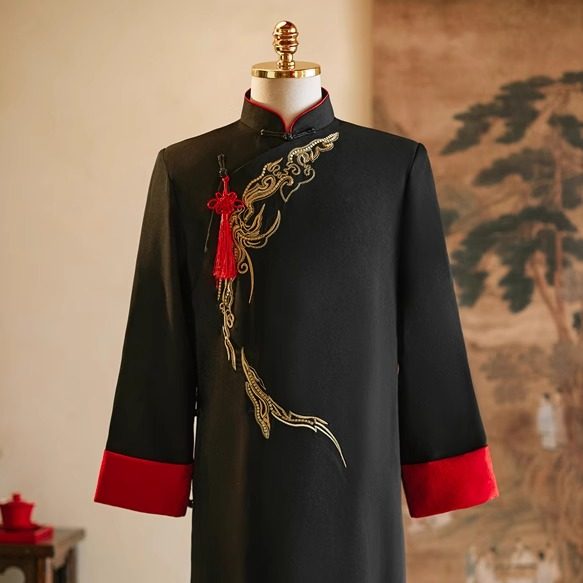 新中式国风男袍伴郎服兄弟团新郎接亲服主持司仪年会演出相声服男,淘宝优惠券,粉丝福利购,淘宝优惠卷