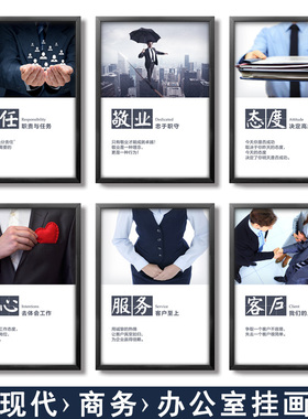 公司企业文化合作共赢简约有框画