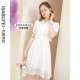 Lace fragrant fake two-piece puff sleeve shirt dress