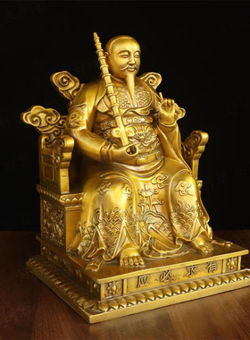 纯黄铜雷祖雷神铜像摆件