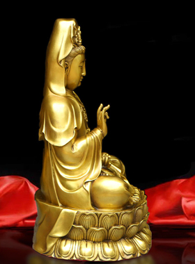 黄铜家居佛堂供奉摆件观世音菩萨