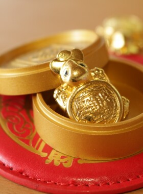 新款甲镇澜金蒸笼吉祥金属摆件
