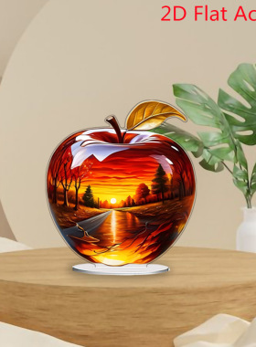 热销卡通 2D 水晶苹果创意家居客厅桌面摆件装饰品