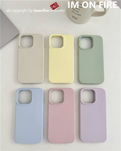 IMONFIRE韩国ins温柔奶油糖果简约纯色高级软糯液态硅胶iPhone13promax14plus17pro适用苹果15pro16手机壳 - 图0