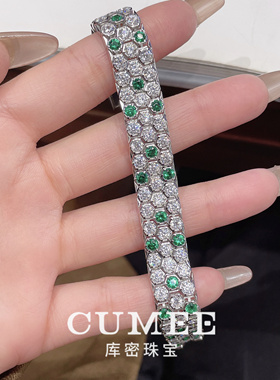 CUMEE高定超软镀金祖母绿手链