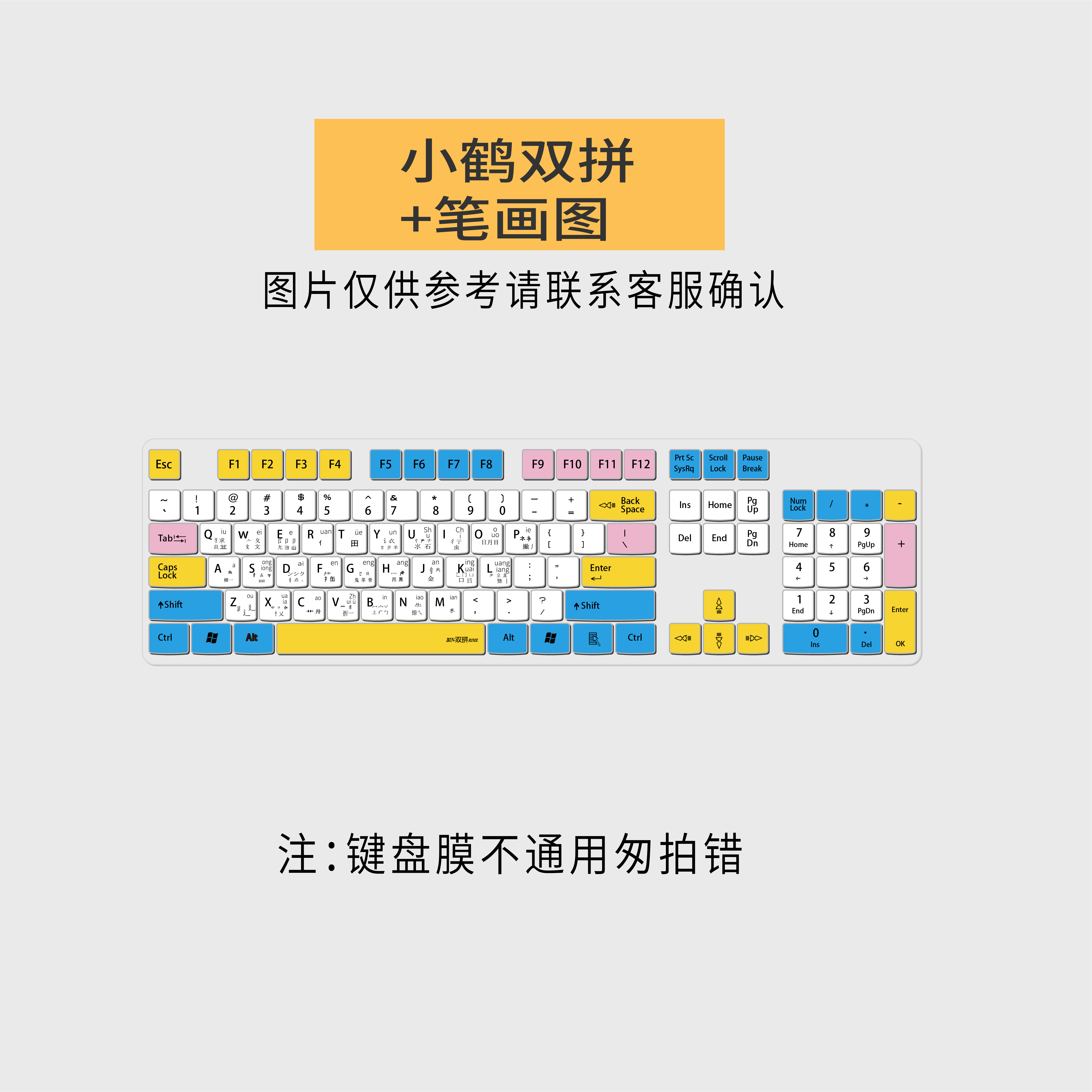 学生练习打字键盘垫指法小鹤微软搜狗自然码双拼五笔字根中文拼音-图2