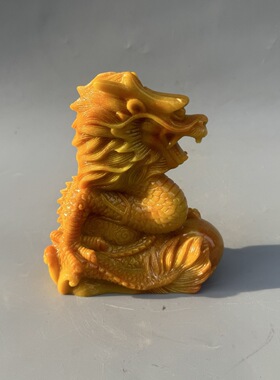 批发仿铜生肖龙摆件 树脂仿寿山石元宝龙家居办公摆件工艺品