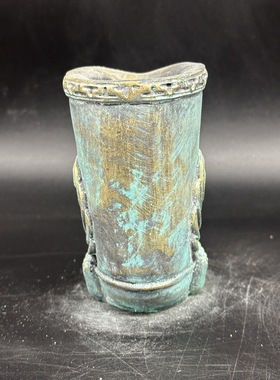 批发仿铜孔雀笔筒摆件 仿古树脂凤凰笔筒家居办公摆件工艺品